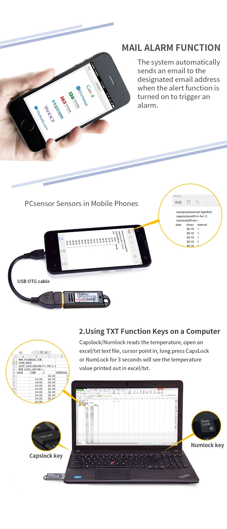PCsensor Temperature Logger TEMPer with Gold USB probe – PCsensor ...